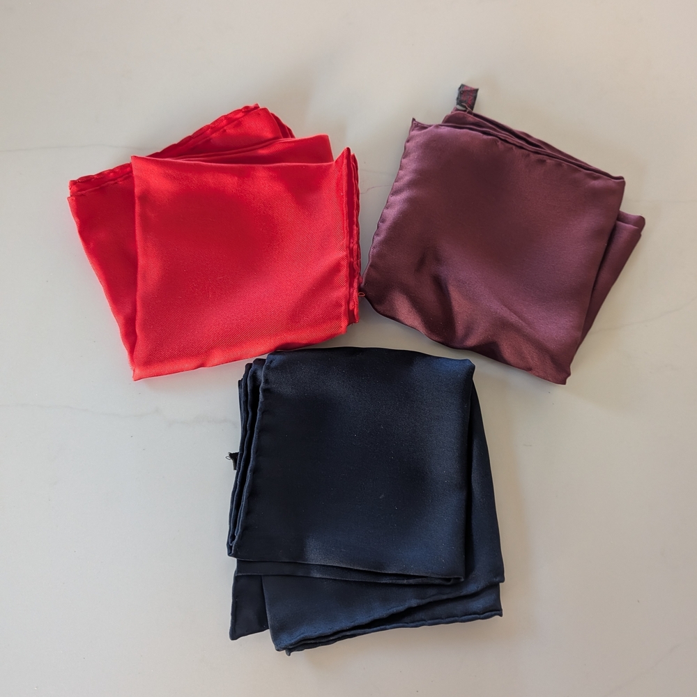 Elegant Red, Purple, and Black Satin Scarves